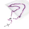 Hängsmycke Halsband Imatation Pärlor Pärlor Kedjor Långt uttalande Rosary Cross Catholic Bön Halsband för kvinnor Religiösa Smycken