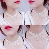 Collares Sexy Gothic Chokers Crystal White Lace Neck Choker Necklace Retro Women's Halloween Jewelry Collar Necklace