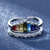 Verstelbare opening regenboog cluster ring voor vrouwen mode engagement bruiloft band charme sieraden