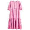 Toppies White Cotton Puff Sleeve Dress Woman Summer Midi Dress Short Sleeve Cascading Ruffles Blouses Dress Y0603