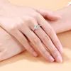 Кластерные кольца Сплошное 14 -километровое белое золото миниатюрное ореол Моссанит Обручальное кольцо для женщин роскошные украшения с центральным раундом