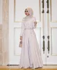 2022 elegante moslim jumpsuit avondjurken met afneembare rok kralen lange mouw formele feestjurken voor bruiloften Arabische Dubai prom broek pak jurk crew hals