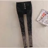 jeans di cotone donna vita alta pantaloni denim monopetto matita piedi più taglia 210708