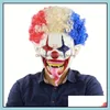 Festive Supplies Home & Gardenhalloween Spiked Hair Clown Fl Face Latex Terror Crown Masks Horror Mask For Halloween Cosplay Party Night Clu