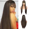 Synthetic Wigs FORCUTEU Long Straight Wine Red Wig With Bangs Hair Bang For Women Heat Resistant3791761