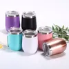 12 oz Boş Süblimasyon Şarap Tumblers Yumurta Şekilli Şarap Cam Çift Duvar Kupaları Paslanmaz Çelik Tumbler Kapaklı Deniz Nakliye RRB12082