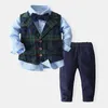 Blazers Blazers Kids Boy Gentleman Clothing Set Long Sleeve Shirt+Waistcoat+Pants Toddler Outfits For Wedding Party Dress