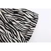 Mulheres Moda Zebra Padrão Imprimir Botões Blusas Vintage Feminino V Neck Mangas Curtas Camisas Elegantes Ladies Chic Tops 210520