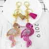 Creative Corée Velvet Flamingo Flamingo Sac Dames Tassel Mini Porte-clés de voiture pour animaux Pendentif