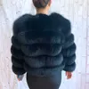 Женщины теплые реальные меховые пальто короткие зимние меховые куртки верхняя одежда натуральный синий меховые пальто для женщин Продвижение 210902