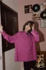 Spadek Purple Bluzka Z Długim Rękawem Oversized Koszula Plus Size Button Down Dla Kobiet Luźne Dorywcze Topy 210427