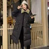 Yedinas Winter Frauen Solide Lamm Pelzmantel Casual Lange Baumwolle Taschen Jacke Drehen Unten Kragen Übergroßen Dicke Parkas Weibliche 210527