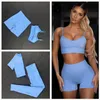 Naadloze dames trainingspakken yoga set workout shirts sportbroek bh gym kleding korte crop top top taille lures leggings sport