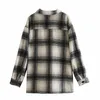 Kvinnor Plaid England Style Shirts Jackor Coats Höst Långärmad Fickor Kvinna Casualloose Jacket Ytterkläder Kläder 210513