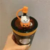 Starbucks Halloween Black gato urso laranja abóbora saco arrastar ghost vidro palha quente caneca presente de presente