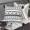 Black White Geometric cushion cover 45x45cm Tufted Cotton Woven Pillow Case cover Handmade for Home decoration Sofa Bed Boho Style 210401