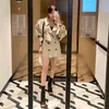 Office Lady Temperament Big Revers Double Breasted Trench Jacket Short + Wrap Hip Mini Rokken Casual Vintage Sets Mode Koreaanse 210429