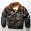 Supersnelle verzending Air Force G1 Pilot Jacket Heren Warme echte afneembare bontkraag Echte koeienleren jas vintage bommenwerper