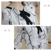 Женские топы лук блузки Blusas Print женская одежда рубашки блузка шифон плюс размер три четверти рукава дамы 581C 210420