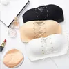 Bras Sexy Strapless For Women Lace Push Up Bra Invisible Wire Girls Free Girl Impied Lingerie Wedding Underwear Cup 40C
