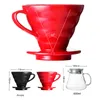 Ceramic Reusable Coffee Drip Filter Cup Heat Resistant V60 Style Dripper 2/4Cups Separate Stand For Pot 210423