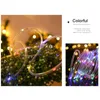 7M 12M Outdoor Solar Powered LED Copper Wire String Light Waterproof Christmas Garden Tube Lamp - Colorful