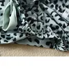 LisacmvPnel Leopard Drukuj Kobiety Piżama Zestaw Ice Silk Soft Touch Długi Rękaw Piżamy 211109