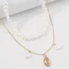 2021 Temperament Jewelry Double Simple Pearl Necklace Fashion Wild Atmosphere Pendant Clavicle Chain