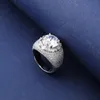 Hip Hop Cubic Zirconia Ice Out Round Finger Ring per uomo Donna Bling CZ Anelli Maschio Rapper Gioielli Oro Argento Taglia 7-11