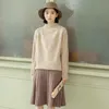 Höst Loose Vintage Pullover Långärmad Chic Vinter Kläder Kvinnor Halvhög krage Sweater 10916 210427