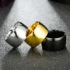 Stainless Steel wide 12mm Blank Ring Band Finger Thumb Black Gold Rings for Men Women Fashion Jewelry