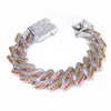 Halsband Diamond 20mm kedjor Threerow Drill Miami Cuban Link Chain Full Zircon Men039S Hip Hop1798293