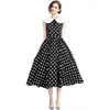 Retro damskie Dot Printes Dress Sukienka Bez Rękawów Summer Midi Dress High End Trend Pani Dress Boutique Sukienki