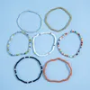 S2842 Fashion Jewelry Colorful Beaded Anklet Set for Woman Beach Elastic Beads Anklet 7pcs/set