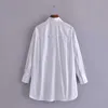 Za негабаритная полосатая асимметричная рубашка женщины старинные регулируемая регулируемая емкость под рукой топ женский фронт мешочек карманные белые рубашки 210602