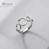 Mode 925 Sterling Silver Stackable Hollow Out Square Free Size Opening Ring voor Dames Geometrische Fijne Sieraden 210707