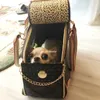 Maonv Moda Luxuosa Transportadora de Cachorro Couro Plutônio Bolsa de Mão para Cachorros Saco de Gato Sacola Pet Valise Viagens Caminhadas Compras Marrom Grande182H
