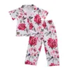 1-5Y Fiore Del Bambino Del Bambino Del Capretto Delle Ragazze Pigiama Set Floreale Magliette E Camicette Pantaloni Abiti Abiti Morbidi 210515