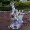 Hookahs 7 Inch Green Purple Glass Bongs Sidecar Recycler Water Pipes Showerhead Perc Oil Dab Rigs 14mm Female Joint With Bowl XL-1972