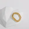 Minimalist Gold Color Cuban Link Chain Chunky Ring for Women Fashion Punk Geometric Twist Metal Finger Rings Jewelry Gifts
