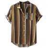 Camicia a righe da uomo estive Camicia casual a maniche corte camicie hawaiane Striscia allentata Stampa Cool Thin Men Dress Abbigliamento maschile Camisa Men's256w