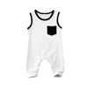 Overalls 0-18M Baby Sommer Kleidung Geboren Kleinkind Mädchen Jungen Strampler Tasche Solide Ärmellose Baumwolle 2 Farben
