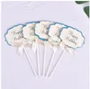 NUOVOCompleanno fatto a mano Cake Topper Cupcake Toppers vuoto Decorazione per la festa Segni di cibo colorato Forniture per la cottura del formaggio 5 pezzi / lotto RRB12330