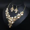 Earrings & Necklace Luxury Red Set Flower Jewelry Sets Brides Gift Women Wedding Party Statement Choker Bib Collar