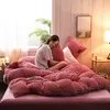 Flanelle épaissie 4 pièces ensemble de literie de luxe king size ensemble de couette ensembles de lit corail peluche housse de couette drap de lit chaud hiver T200326262V