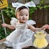 Bébé filles vêtements barboteuses été mode mignon princesse robe enfants vêtements avec bandeau 210429