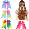 16 * 20 см Градиент Градиент GroSgrain Лентовая бабочка Bowknot Baby Ponytail Fairband Красочный полосатый ручной работы луки младенческие головные уборные подарки на день рождения