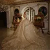 Arabia Saudita Ball Gown Abiti da sposa Lace Up Abiti da sposa retrò Paillettes Cap Sleeve Musulmano vestido de novia300A