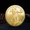 20st Non Magnetic 999 Fine Memorial US Eagle Craft Status of American Liberty in God We Trust Gold Plated Souvenir Coin8005573