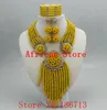 Örhängen Halsband Fashion Red Nigerian Crystal Pärlor Armband Set Afrikanska Bröllop Smycken R811